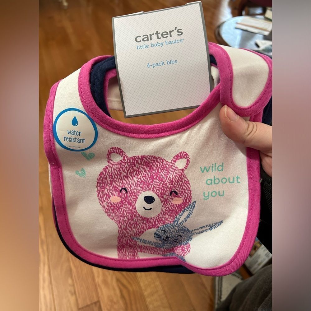 Carter’s Water Resistant Infant Girl Bibs NWT
